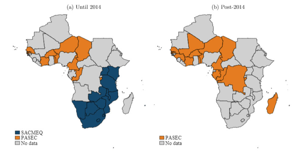 Figure 1. Regional Assessment Coverage of African Countries: PASEC and SACMEQ